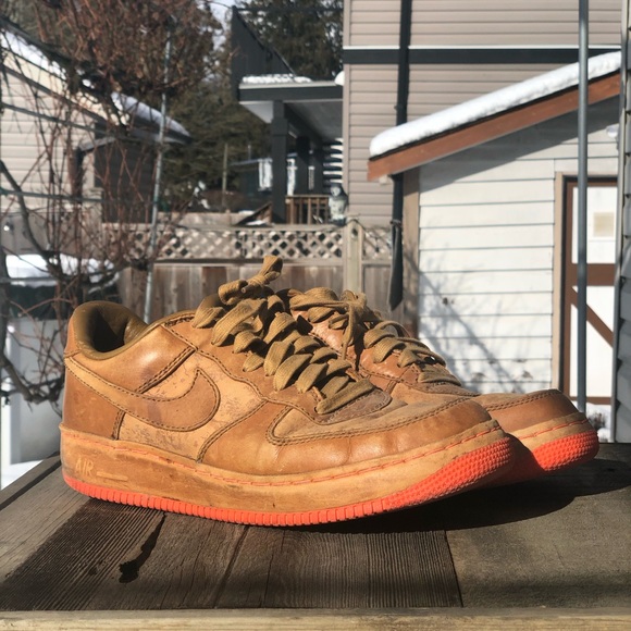 Nike Air Force 1 Insideout 312486-271 Men's Brown Leather Shoes maple / mango - Picture 4 of 14